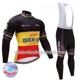 Set Fietsshirt Lange Mouw + Lange Koersbroek 2017 Quick-Step Floors Dames N002 Winter Thermal Fleece